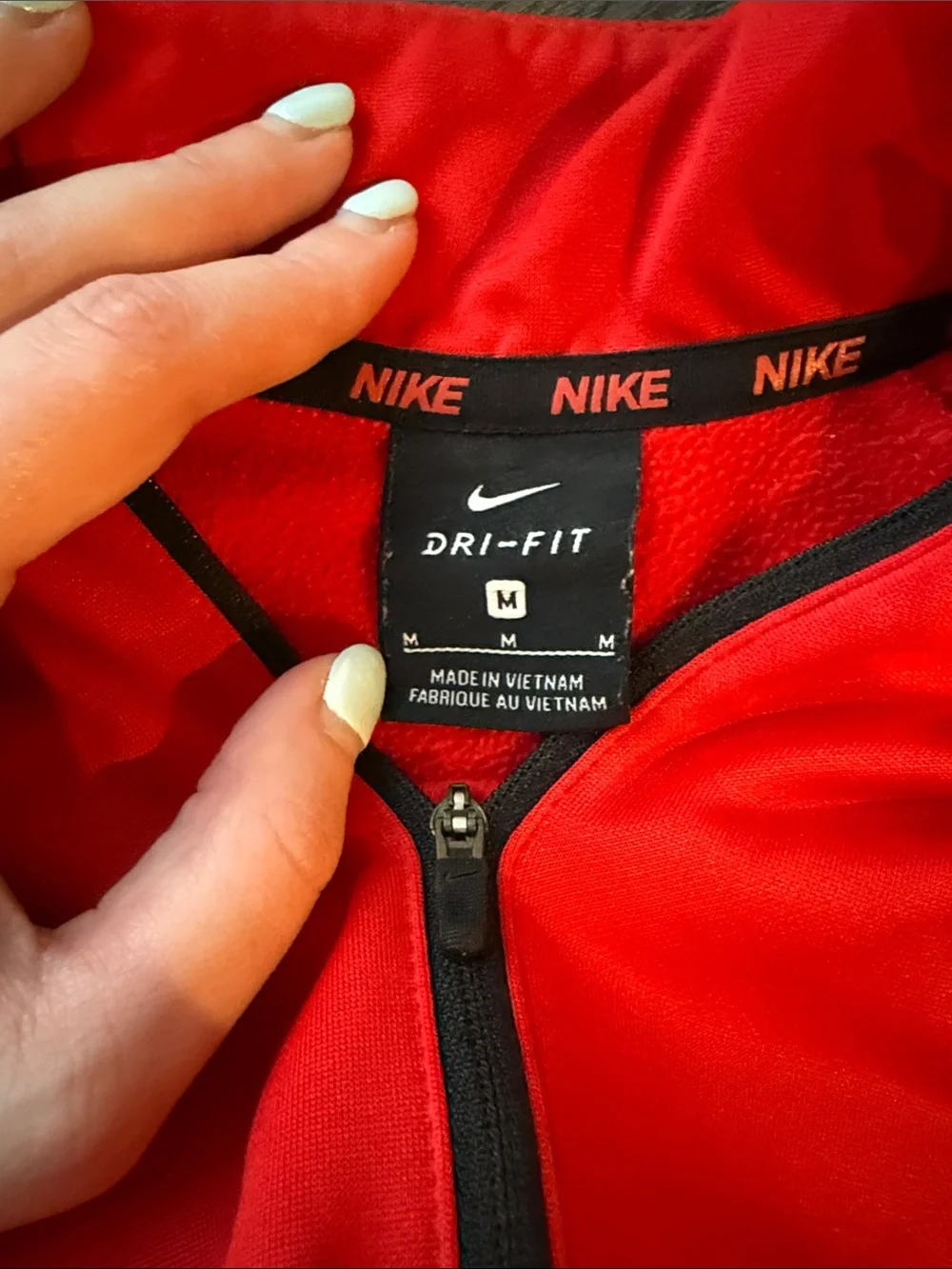 Nike Red Quarter-Zip Athletic Pullover with Black Accents